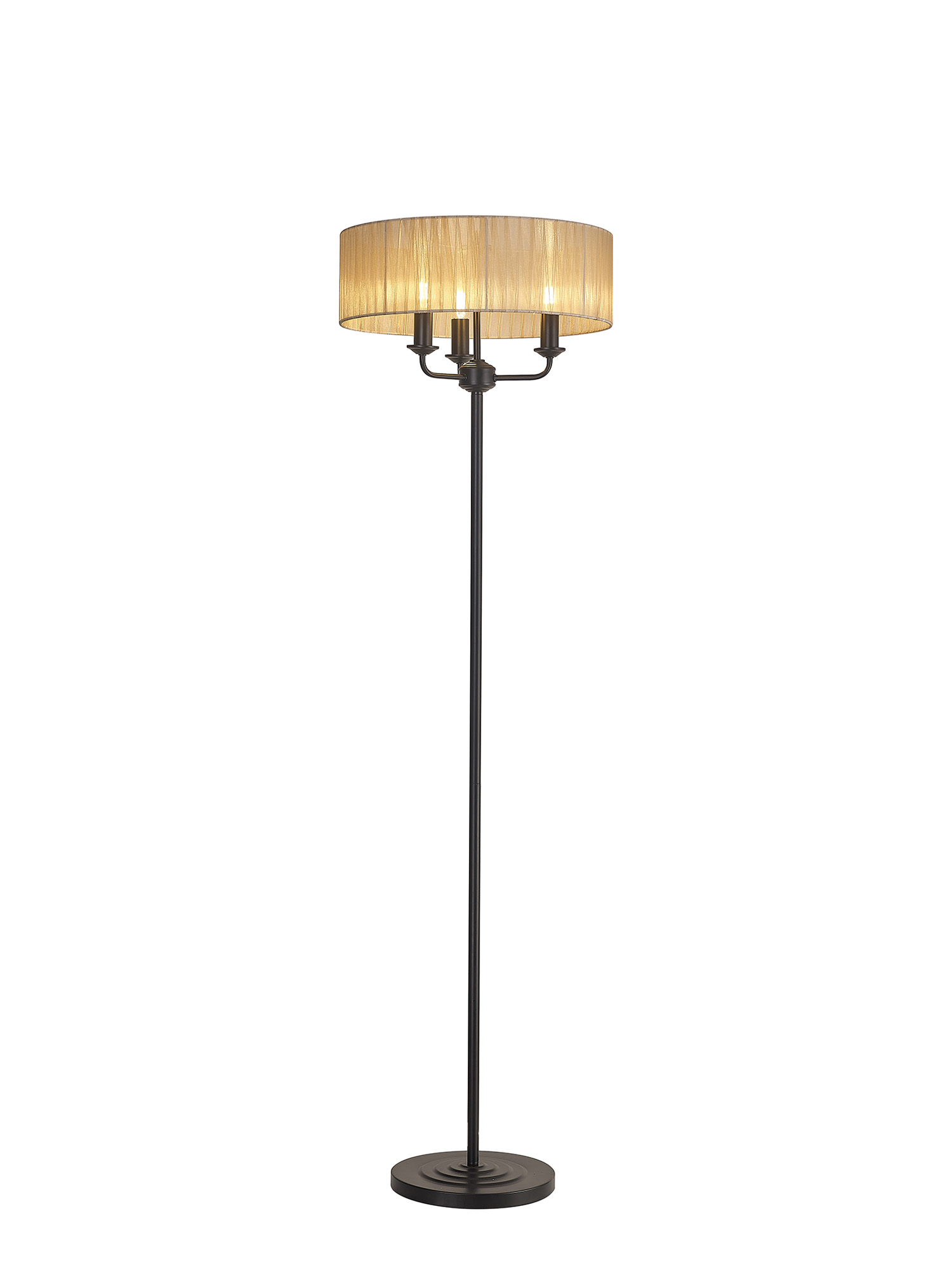 DK1061  Banyan 45cm 3 Light Floor Lamp Matt Black, Soft Bronze